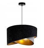 Light-Home Milan Lampenschirm Hängelampe Hängeleuchte - Deckenlampe Industrial für Wohnzimmer Schlafzimmer und Esszimmer - Pendelleuchte aus Metall mit Lampenschirm aus Velours - Schwarz und grau