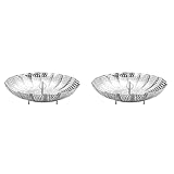 Mocturnity 2X Klappbare Schale Dampf Rostfreier Stahl Lebensmittel Korb Mesh Gemüse Dampfgarer Dampfgarer Erweiterbar Küchen Werkzeug Dampfgarer,M