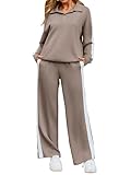 Glamaker 2-teiliges Damen-Polo-Sweatshirt, 2025, Spitze, Reise-Outfits, modisch, weites Bein, Trainingsanzüge, Lounge-Sweatsuits, Kaffee, L