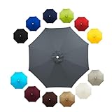 Generisch Sonnenschirm Ersatzbezug 2.0m 3.0m 3.5m für 6/8 Streben Terrassenschirm Bespannung Sonnenschirm Bezug Gartenschirm Ampelschirm Stoff Ersatz Stoffbezug für Hof(Gray,3.0m/6ribs)