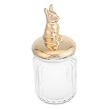 JECOMPRIS Kaninchen Glasdose Bauernhaus Keksdose Glas Tee Kaffee Zuckerdosen Dekorative Keksdose Mini Dekordose Süßigkeitendose Urlaubskeksdose Glas Keksdose Keramik