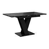 PROROOM FURNITURE - Malvi - Esstisch Ausziehbar auf 160 cm - 120x80x75 cm - Modern - Dinner Table - Esszimmertisch - Tisch für Esszimmer, Wohnzimmer - Ausziehtisch - Royal Marmor Schwarz