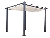 Jet-line® | Pavillon Luxor | Pergola Überdachung | Sonnenschutz | Terrassenüberdachung | Garten | anthrazit-beige | UV Schutz | 4 x 3 m | Aluminium | Massive Stützen 10x10 cm | Notüberlauf