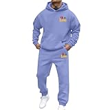 Dasongff Joginanzuge Herren Paris 2tlg Kapuzenpullover Und Jogginghose Langarm Trainingsanzug Elegant Freizeitanzug Y2k Hip Hop Jogger Set Men's Klassisch Fitnessanzug Baggy Einfarbig Fitnessanzug