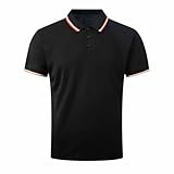 KOG Poloshirt Herren Golf Polo Shirt Kurzarm Oberteil Einfarbig Sportshirt Business Baumwolle Oberteile Gutschein Amazon Shirt Bequemes Kleidung Jungen Lose Shirts Schwarz M