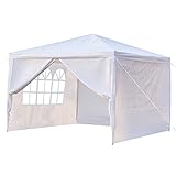 Gartenpavillon, faltbar, wasserdicht, Partyzelt, 3 x 3 m, mit 4 Wänden, UV-Schutz, Pavillon, weiß, PE-Plane, dick, für Party, Hochzeit, kommerzielle Aktivitäten