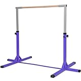 RELAX4LIFE Gymnastik Turnreck, Kinder Reck 12-stufig höhenverstellbar: 91 cm-150 cm, Turnstange mit stabilem Ständer & Doppelschlosssystem, Reckstange bis 100kg belastbar, aus Holz & Stahlgestell