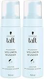 Schwarzkopf Taft Pflegendes Volumen Wunder (150ml), Leichter Pflegender Schaum für luftiges Volumen und Pflege, Haarschaum für feines und plattes Haar (Packung mit 2)