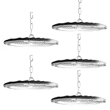 JBdusn 300W UFO LED High Bay Light,5pcs Werkstatt Deckenleuchte Industrielampe mit Kette,IP65 Wasserdicht Hallenstrahler Strahler Werkstattlampe Werkstatt Deckenleuchte für Fabriken,Garage,Lagerhaus