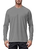 Tansozer Longsleeve Herren UV Schutzkleidung Schwimmen Langarm Angel Shirt Lässig Langarmshirt Dry Fit Sun Hoodie, Dunkelgrau, XXL