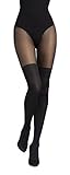 MARILYN Strumpfhose Damen 60 DEN/20 DEN Imitierte Kniestrümpfe Blickdichte Imitationsstrümpfe (1 Paar, 38/40 M/L, Schwarz/Nero)