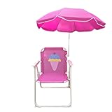 Tragbarer Campingstuhl für Kinder mit Schirm - Falten Strandstuhl mit Baldachin, Einfach zu Tragen Klappstuhl für Strands, Pool, Reisen und Picknicks, Maximale Belastung: 50KG, 38 x 38 x 52 cm