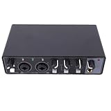 Plyisty -Audioschnittstelle, 24-Bit-192-kHz-Soundkarte mit Transparentem Vorverstärker und Hi-Z-Eingang, für PC-Gitarren-Gesangsstreaming (BLACK)
