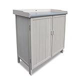 HABAU Gartenschrank Lino mit integriertem Pflanztisch, wetterfest lasiert aus zertifiziertem Holz, 98 x 48 x 95 cm, ideal für Garten, Terrasse und Balkon