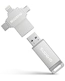 SUDEHO MFi-zertifizierter USB Stick 512 GB für iPhone, 4-in-1 Speicherstick mit USB 3.0 High-Speed, Flash-Laufwerk für iPhone/iPad/Android/PC/Mac, Backup Stick für Fotos, Videos & Musik, Silber