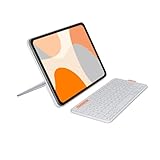 Logitech Flip Folio, Tastatur-Case für iPad Pro 11 Zoll (M4) und iPad Air 11 Zoll (M2 und M3) (5. Gen - 2024) – Schutzcase mit verstaubarer Bluetooth-Tastatur, Multi-Gerät, DEU QWERTZ-Layout –Hellgrau