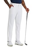 WILLIT Herren Golfhose Stretch Kleid Hose Slim Fit Schnelltrockner Casual Arbeitshose Stretchhose Lang mit Taschen 30' Weiß 34W