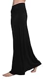 Damen Rock Lange Elastischer Strertchy Zigeuner Maxi Rock (M, schwarz)