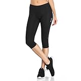 Santic Radlerhose Damen 3/4 Fahrradhose Gepolstert Radsportshorts Radhose Radsport-Leggings Tights Sitzpolster Elastische Schnell Trocknend Atmungsaktive Schwarz XL