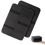 WUFANC 2er Set Sitzkissen Outdoor Faltbar, Outdoor Sitzkissen Wetterfest, Thermo Sitzkissen Faltbar, Faltbares Sitzkissen für Unterwegs, Spielplatz, Garten, Stadion, Camping (Schwarz + Schwarz)