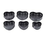 Herzform Springform Pfanne Non -Stick Backset 6pcs Edelstahl und abtrennbarer Bodenkuchenform für Käsekuchen Mousse Quiche Desserts Geburtstagsfeier Hochzeit
