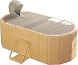 Simcat Faltbare Badewanne für Erwachsene – Tragbare Freistehende Badewanne mit Deckel, Ideal für Heim-SPA, Outdoor & Familien – Extra Groß (150x55x50cm, Gelb)