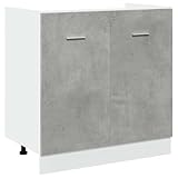 vidaXL Unterschrank Lyon Kollektion, Beton Grau, 80x46x81,5 cm, Holzwerkstoff, Ideal für Küche & Bad, Unterbeckenschrank, Wandmontierbar, Küchenschrank