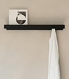 Kazai. Garderobenhaken 'Kian' | Moderne Garderobe mit versteckten Kleiderhaken und Ablage | Design Garderobenleiste aus Metall | Kleiderstange Wandmontage | Schwarz