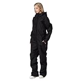 HOTIAN Damen Schneeanzug, Damen Einteiler Skioverall Wasserdicht Winddicht Winter Warme Einteiliger Skioverall,für Wandern Klettern Isoliertes Snowboarden Black-Women M