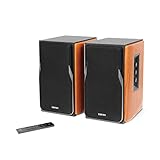 EDIFIER Studio R1380DB 2.0 Regallautsprecher-System 42 Watt mit Bluetooth 5.1. Infrarot-Fernbedienung und seitliche Regler für Bässe, Höhen und Lautstärke. Perfekt für TV, PC, Smartphone etc., Braun
