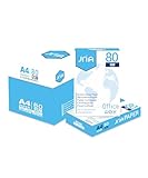 JriA Kopierpapier A4, 80g/m² Druckerpapier, Laser, Inkjet, Faxpapier, 2500 Blatt, 5 Packungen á 500 Blatt, Weiß
