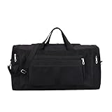 Reisetasche für Reisen, 65 l, faltbar, Übernachtungstasche, für Männer und Frauen, Wochenendreisen, Seesack mit Schuhfach, Schwarz, Schwarz , Einheitsgröße