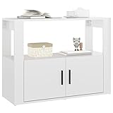 Gecheer Sideboard Standschrank Küchenschrank Mehrzweckschrank Kommode Beistellschrank Aufbewahrungsschrank Schrank Anrichte 80 x 30 x 60 cm (B x T x H) Holzwerkstoff Hochglanz-Weiß