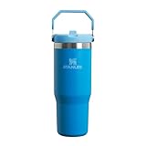 STANLEY Flip Straw Tumbler 1.0 Trinkflasche Mit Strohhalm 0.89L - Thermosflasche Hält 12+ Stunden Kalt - Spülmaschinenfest - Sportflasche - Wasserflasche BPA Frei - Azure