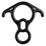 TRIWONDER 50KN Abseilachter, Abseilgerät 8 Descender mit Ohren Sicherungsgerät für Klettern, Höhlenforschung, Outdoor (【50kN】 Schwarz)