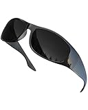 grinderPUNCH Schwarze Sonnenbrille mit super dunklen Gläsern | Reiter im Biker-Stil | Wickelrahmen (Schwarz)