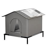 Katzenhaus Für Draußen, Winterfest Wasserdicht Wetterfester Katzenhöhle Haustierhaus, Winter Warm Haustierhaus Waschbar Hundehaus Erhöhtes Tierheim Für Streuner Haustiere, 36x36x36cm