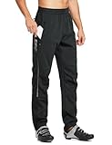 BALEAF Herren Fahrradhose Thermo Fleece Radhose Wasserdicht Winddicht Softshellhose Warm Wanderhose Lang Radlerhose für Winter Outdoor Radfahren MTB Schwarz L