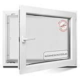 Kellerfenster 40x40 cm 2 fach Verglasung - Alle Größen Kunststofffenster 60mm Profil -Din Rechts- BxH: 400x400mm Perfekt für Fenster Gartenhaus, Garagenfenster, Hauskeller