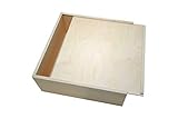 KF-Holz Schiebekiste aus Birkensperrholz (240 x 240 x 90 mm) - Geschenkbox mit Deckel - Vielseitige Holzbox für Aufbewahrung, Werkzeugkiste