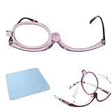 KARELLS Makeup Lesebrille, Vergrößerungs-Make-Up-Brille, Make Up Brille, Drehbare Make-Up-Brillen, Make-Up-Lesebrillen Damen, Vergrößernde Make-up Brille mit Flip-Down Einzelobjektiv, Purple, +2.0