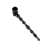Purpfeife +5 Edelstahlsiebe | Abschraubbarer Kopf für leichte Reinigung | 13cm Metallpfeife | Smoking Pipe Pfeife Glas Optik Rauchen (Schwarz)