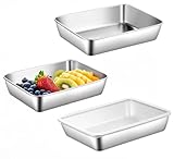 ZMDMAH Panierschalen Set 3-Teilig Edelstahl Schale Rechteckig 25 × 19 ×5cm Panierstrasse mit Deckel,backblech mit deckel Panierset Schnitzel Fleisch Fisch SpüLmaschinenfest