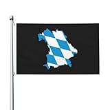 Flag Flaggenkarte Von Bayern Camping-Flagge Wasserdicht Fahne Doppelseitige Flaggen Für Außen Wohnzimmer Partys 150X90Cm