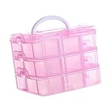 Gralara 18 Grid Organizer Box Lagerung Fall Container Schmuck Lagerung Box Perle Organizer für Stickerei, ROSA