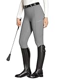 FitsT4 Sports Reitleggings Damen Reithose Mädchen Silikon vollbesatz mit Handytasche und Gürtelschlaufen für Reitsport Pferdetraining,Grau,S