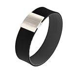 Power Ionics Turmalin Silikon Armband Herren Unisex Sportarmband für Energieausgleich, Black/Gray Silicone Band, 13 cm - 21 cm, Silver Buckle