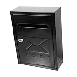 Angoily Robuster Wandbriefkasten aus Eisenblech Wetterfest und Abschließbar Vielseitiger Postkasten und Vorschlagsbox für Haus und Garten Stilvolle Outdoor wandmontage Schwarze Oberfläche