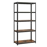 SONGMICS Standregal, Bücherregal, Lagerregal, 5 Ablagen, Küchenregal, Regal, 40 x 90 x 180 cm, bis 875 kg belastbar, verstellbare Ablagen, Industrie-Design, vintagebraun-schwarz GLR040B11