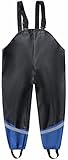 DAFENP Kinder Regenhose Wasserdicht Matschhose Winddicht Regenlatzhose mit Atmungsaktiv Textilfutter Buddelhose für Jungen Mädchen YK1665H-Black-RoyalBlue-92